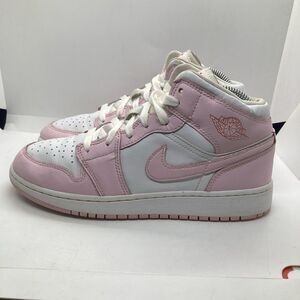 Grade School Jordan 1 Mid Youth 6.5Y Pink Foam White Fire Red DQ8423 608